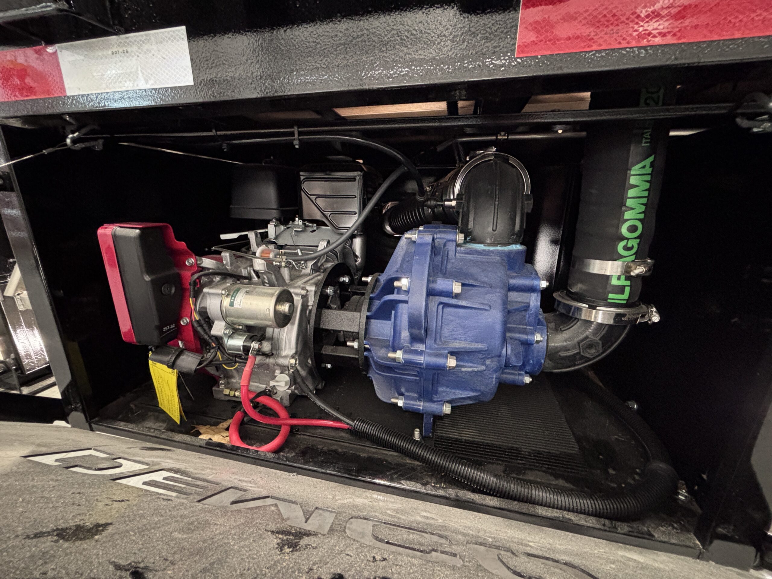 John Blue PSP-3340-G13HFLG installed in a storage box on a Demco 42' liquid tender, fuel tank removed.