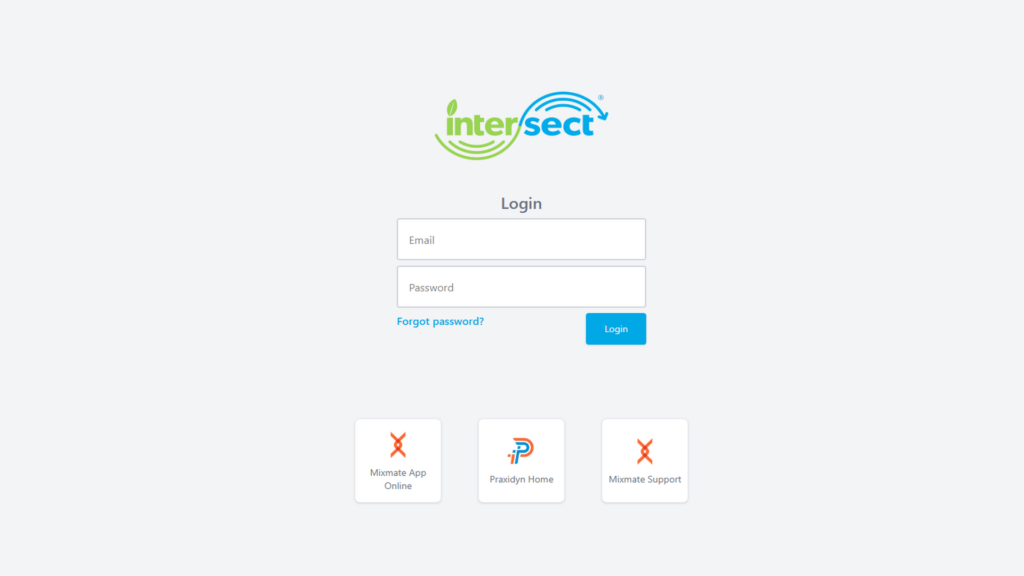 Screenshot of the intersect login page on desktop.